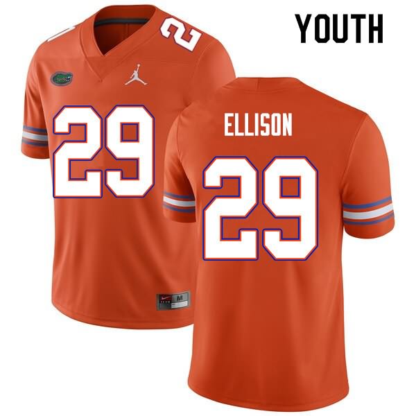 NCAA Florida Gators Khamal Ellison Youth #29 Nike Orange Stitched Authentic College Football Jersey CPU1464SX